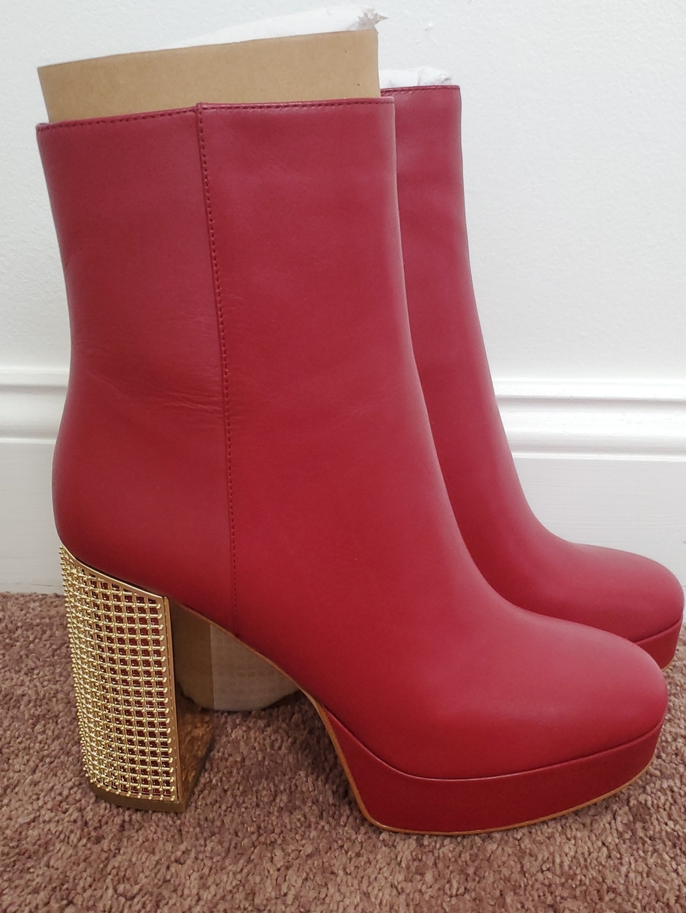 MICHAEL Michael Kors Red Maxine Platform Ankle Boots